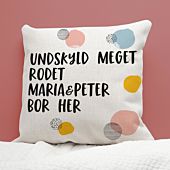 Personaliseret pudebetræk med tekst